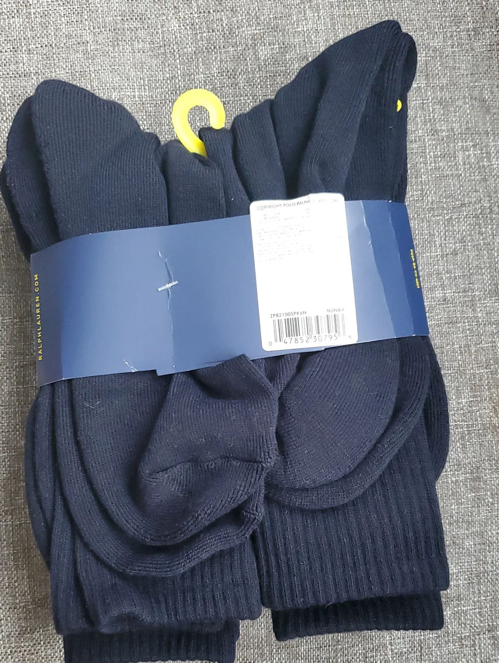 Polo Ralph Lauren 6 Pack Socks Navy Blue Size 10-12